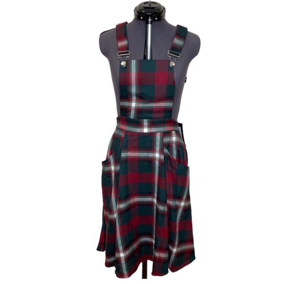 Modcloth Dresses & Skirts - ModCloth Collectif Kayden Festive Check Dungaree Dress NWT